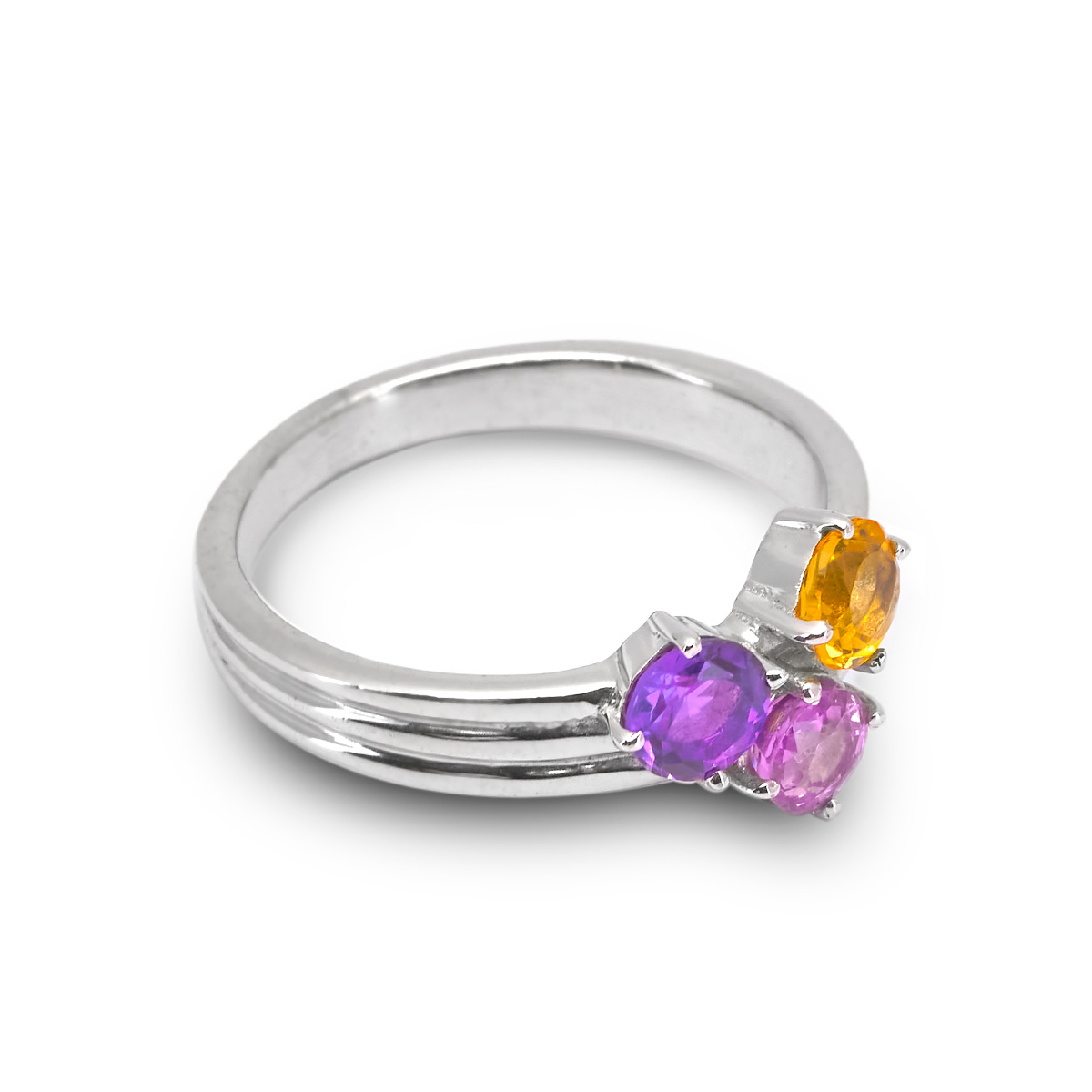 Bague amethyste, citrine argent Sylviana